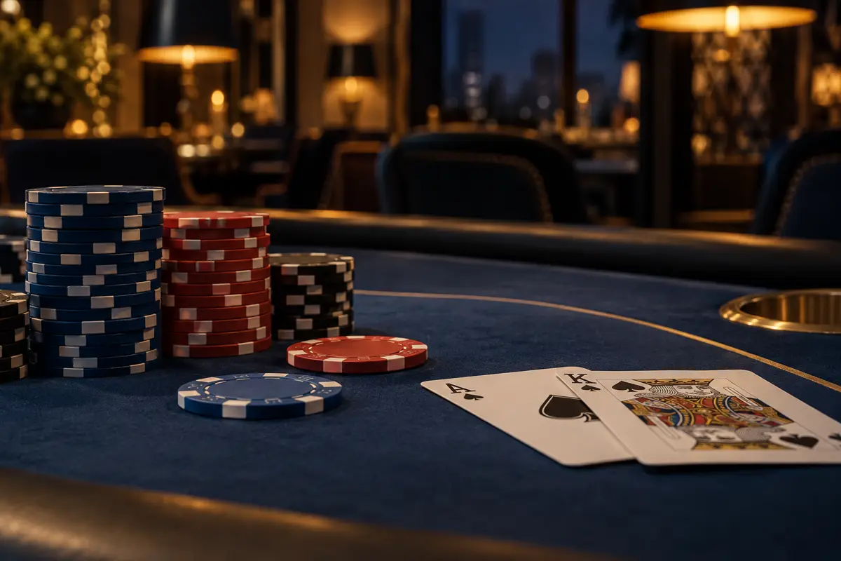 Fichas y mesa de casino